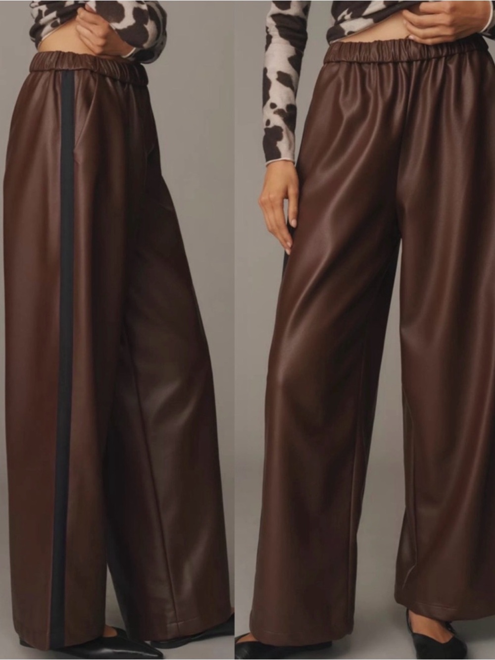 ANTHROPOLOGIE Maeve Faux Leather Pull-On Track Pants NWT Medium - Picture 3 of 11